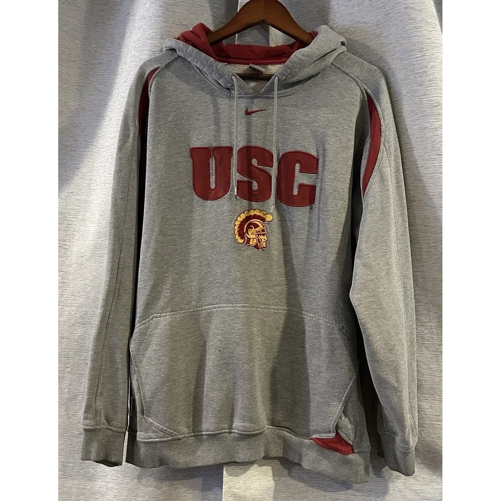 VTG USC Trojans Nike Hoodie‎ - Authentic Nike Team - Center Swoosh - Unisex Sz L